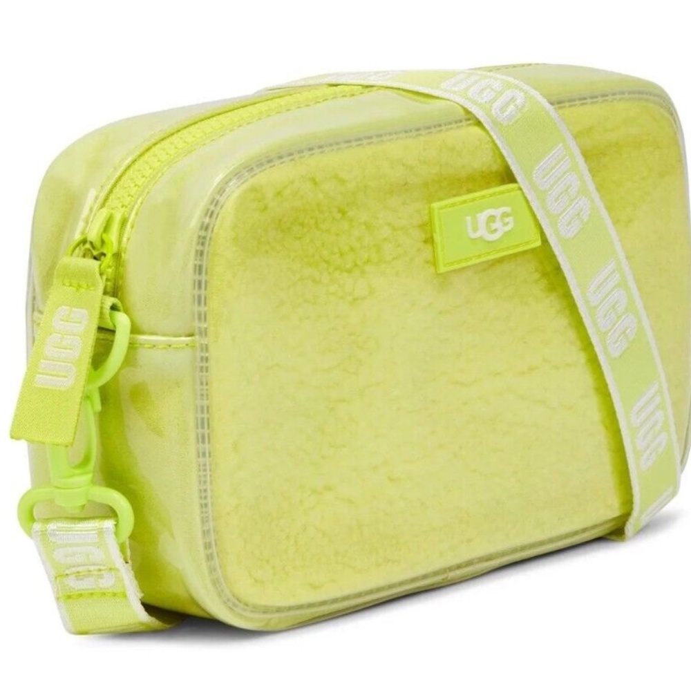 UGG Janey ll neon clear plush crossbody bag